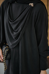 Yandan Düğme Detaylı Takım Siyah