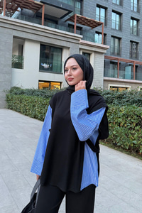 Yandan Düğmeli Gömlek Detaylı Takım Siyah