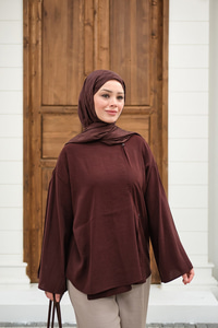 Yandan Düğmeli İçten Bağlama Detay Kimono Mürdüm