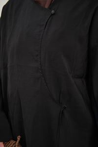 Yandan Düğmeli İçten Bağlama Detay Kimono Siyah