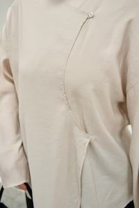 Yandan Düğmeli İçten Bağlama Detay Kimono Krem