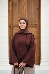 Yandan Düğmeli İçten Bağlama Detay Kimono Mürdüm