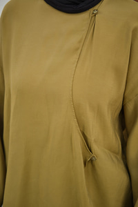 Yandan Düğmeli İçten Bağlama Detay Kimono Yağ Yeşil