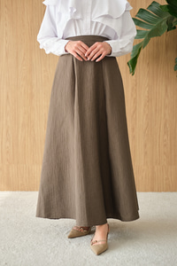 Yandan Fermuarlı Kendinden Desen Etek Koyu Yeşil