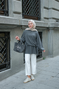 Yandan Şallı Tunik Füme