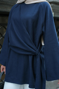 Yandan Şallı Tunik Lacivert