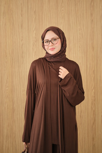 Yandan Yırtmaçlı Sıfır Kol 3'lü Takım Kahverengi