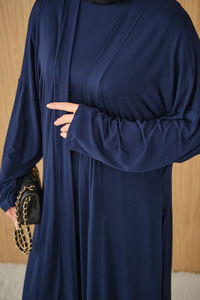 Yandan Yırtmaçlı Sıfır Kol 3'lü Takım Lacivert