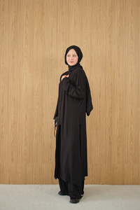 Yandan Yırtmaçlı Sıfır Kol 3'lü Takım Siyah