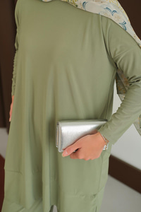 Yanları Cepli Takım Fıstık Yeşil