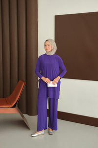 Yanları Cepli Takım Mor