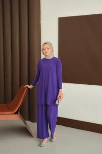 Yanları Cepli Takım Mor