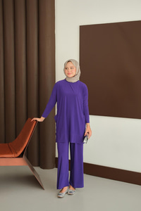 Yanları Cepli Takım Mor