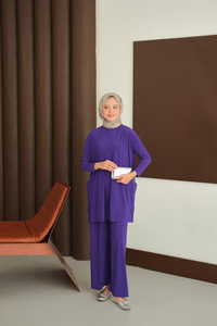 Yanları Cepli Takım Mor