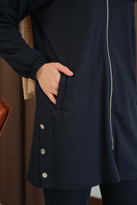 Yanları Çıtçıt Detay Fermuarlı Takım Lacivert