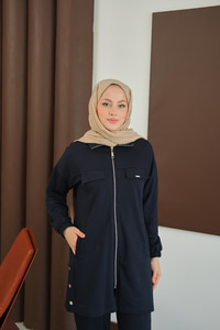 Yanları Çıtçıt Detay Fermuarlı Takım Lacivert