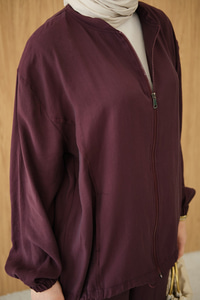 Yanları Dikiş Detay Fermuarlı Takım Bordo