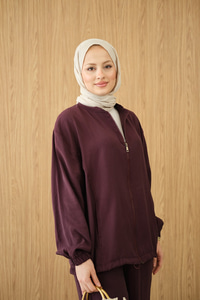 Yanları Dikiş Detay Fermuarlı Takım Bordo