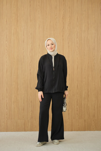 Yanları Dikiş Detay Fermuarlı Takım Siyah