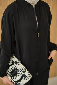 Yanları Dikiş Detay Fermuarlı Takım Siyah