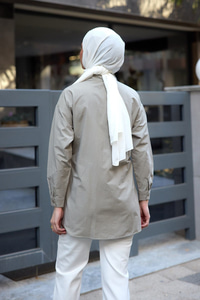 Yanları Düğme Detaylı Gömlek Küf Yeşil