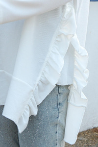 Yanları Fırfırlı Tunik Beyaz