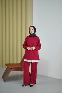 Yanları Fitilli Fermuarlı Basic Takım Bordo