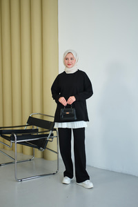 Yanları Fitilli Fermuarlı Basic Takım Siyah