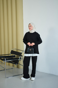 Yanları Fitilli Fermuarlı Basic Takım Siyah