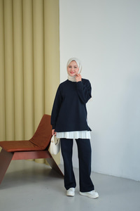 Yanları Fitilli Fermuarlı Basic Takım Lacivert