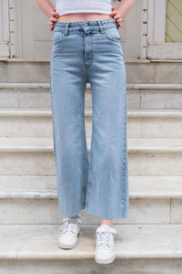 Yanları Taşlı Bol Paça Pantolon Mavi