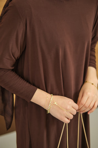 Yanları Yırtmaç Detay İkili Takım Acı Kahve