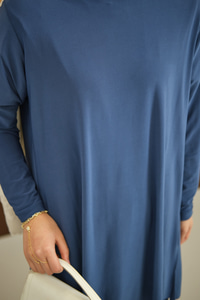 Yanları Yırtmaç Detay İkili Takım İndigo Mavi