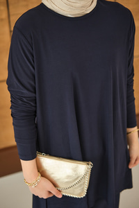 Yanları Yırtmaç Detay İkili Takım Lacivert