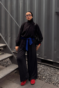 Yaprak Desen Jakar Gömlek Siyah