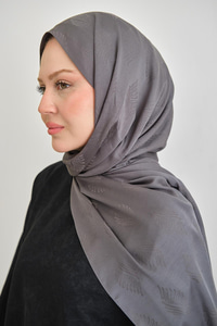 Yaprak Desen Jakar Şal Antrasit