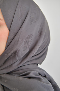 Yaprak Desen Jakar Şal Antrasit