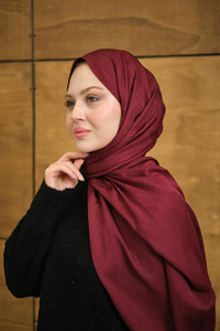 Yaprak Desen Jakar Şal Bordo