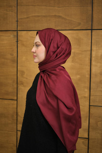 Yaprak Desen Jakar Şal Bordo