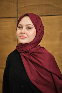 Yaprak Desen Jakar Şal Bordo