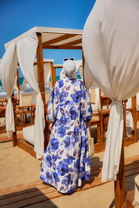 Yaprak Desenli Elbise Mor