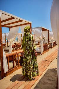 Yaprak Desenli Elbise Yeşil