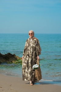 Yaprak Desenli Elbise Yeşil