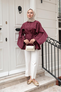 Yarasa Kol Emily Gömlek Bordo