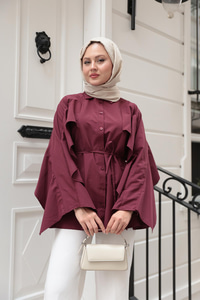 Yarasa Kol Emily Gömlek Bordo