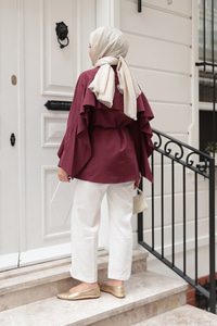 Yarasa Kol Emily Gömlek Bordo