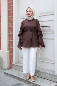 Yarasa Kol Emily Gömlek Kahverengi