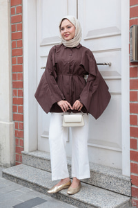 Yarasa Kol Emily Gömlek Kahverengi