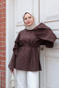 Yarasa Kol Emily Gömlek Kahverengi