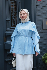 Yarasa Kol Emily Gömlek Mavi